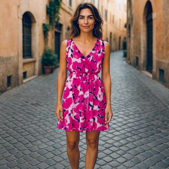 LOFT Dresses & Skirts - Ann Taylor (LOFT) Pink Floral Print Dress Size 4